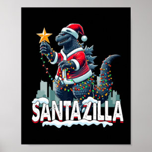 Kaiju Christmas Santazilla Japanese Monster Dinosa Poster