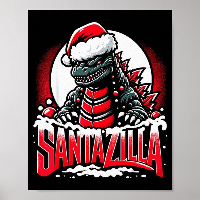 Kaiju Christmas Santazilla Japanese Monster Dinosa Poster (Front)