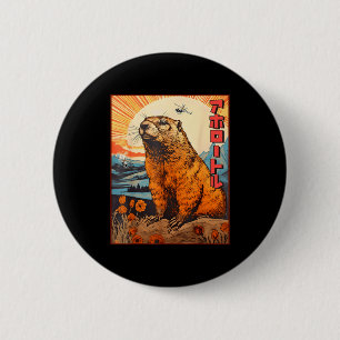 Kaiju Groundhog Monster Vintage Anime Manga Retro 6 Cm Round Badge
