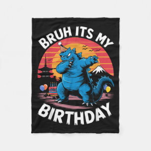 Kaiju Japan Monster Dinosaur Funny Bruh Birthday Fleece Blanket