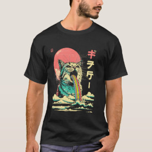 Kaiju Monster Japanese Art Legendary Rare Cat Rain T-Shirt