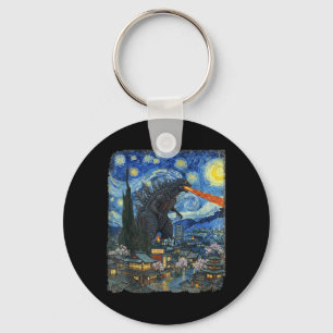 Kaiju Monster Japanese Vangogh starrynight Vintage Key Ring
