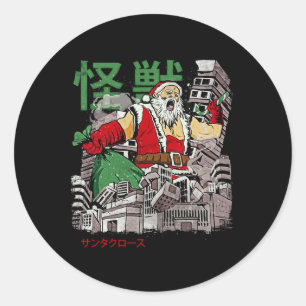 Kaiju Santa Claus Japanese Anime Monster Christmas Classic Round Sticker