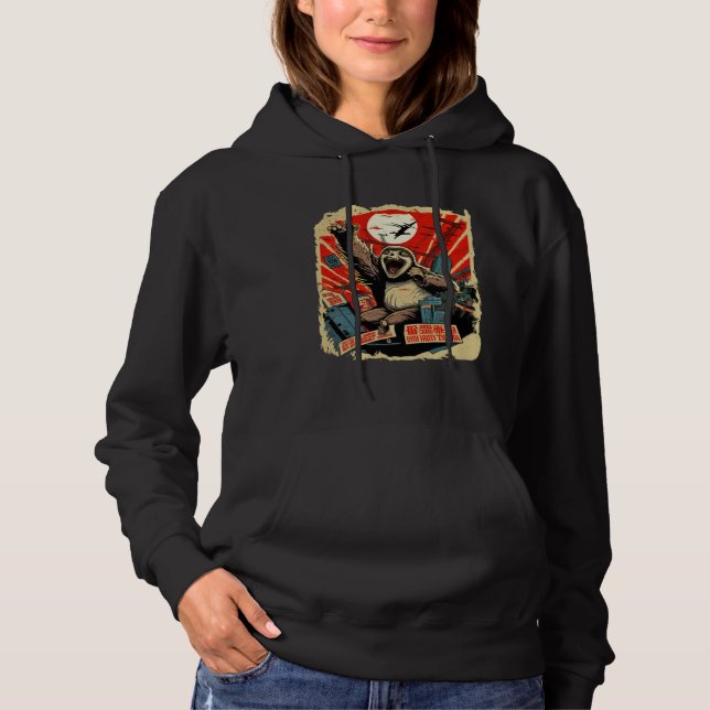 Kaiju Sloth Monster Creature Attack Japan City Hoodie (Front)