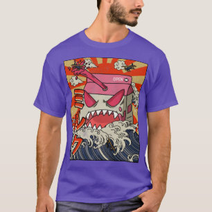 Kaiju Strawberry Milk Carton Great Wave Off Kanaga T-Shirt