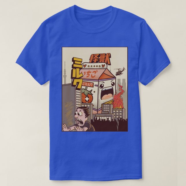 Kaiju Strawberry Milk Carton Japanese Monster Gift T-Shirt (Design Front)