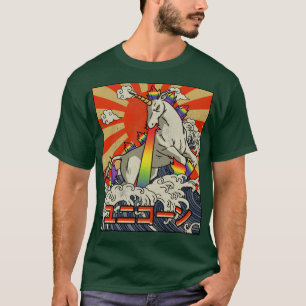 Kaiju Unicorn Great Wave Off Kanagawa Japanese Kai T-Shirt
