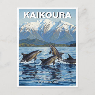 Kaikoura New Zealand Dolphins Travel Postcard