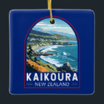 Kaikoura New Zealand Travel Art Vintage Ceramic Ornament<br><div class="desc">Kaikoura retro vector travel design. Kaikoura is a coastal town on the South Island of New Zealand. It’s known for its abundant wildlife and its sperm whale population.</div>