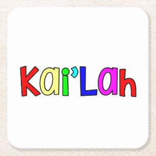 Kai'Lah - bright primary colours Square Paper Coaster