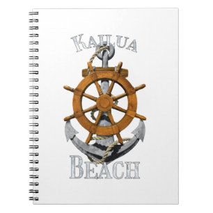 Kailua Beach Hawaii Vacation Nautical Anchor Helm Notebook