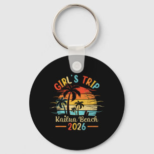 Kailua Hawaii Beach Palm Tree Vintage Sunset Girls Key Ring