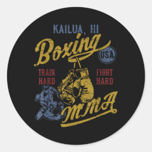 Kailua HI Retro Boxing MMA USA Vintage Distressed Classic Round Sticker