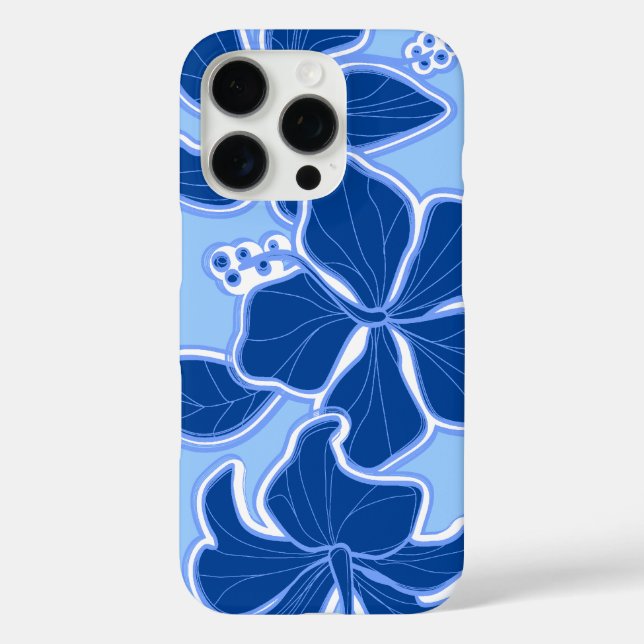 Kailua Hibiscus Hawaiian Engineered Floral Blue Case-Mate iPhone Case (Back)