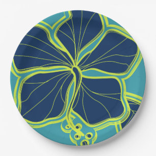 Kailua Hibiscus Hawaiian Engineered Floral Paper Plate