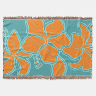 Kailua Hibiscus Hawaiian Floral Throw Blanket