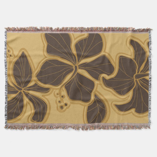 Kailua Hibiscus Hawaiian Floral Throw Blanket (Front)