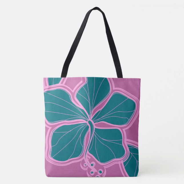 Kailua Hibiscus Hawaiian Reversible Beach Bag (Front)