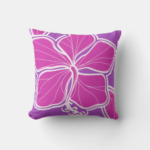 Kailua Hibiscus Hawaiian Violet Reversible Cushion
