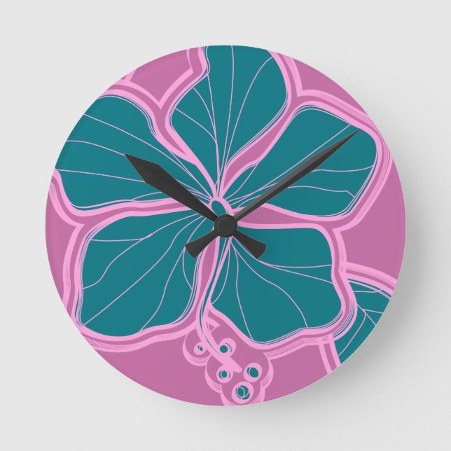 Kailua Hibiscus Hawaiian Wall Clocks (Front)