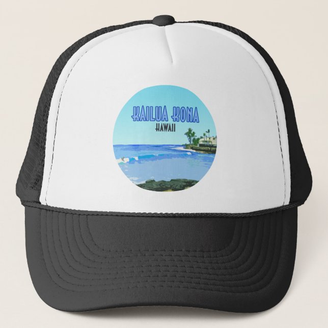 Kailua Kona Big Island Hawaii Vintage Trucker Hat (Front)