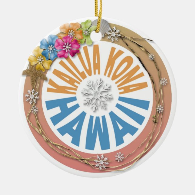 Kailua Kona Hawaii holiday hibiscus ornament (Front)