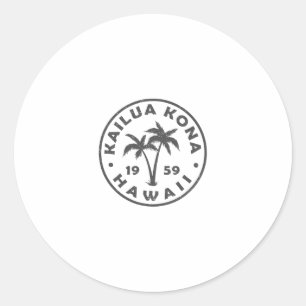 Kailua-kona Hawaii Palm Tree Mens Womens Girls Boy Classic Round Sticker