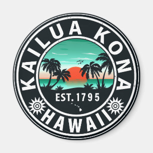 Kailua Kona Hawaii Retro Sunset 60s Souvenirs Magnet