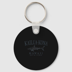 Kailua - kona hawaii shark retro slate art fishing key ring
