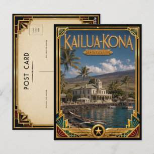 Kailua-Kona Hawaii Vintage Art Deco Golden Age Postcard