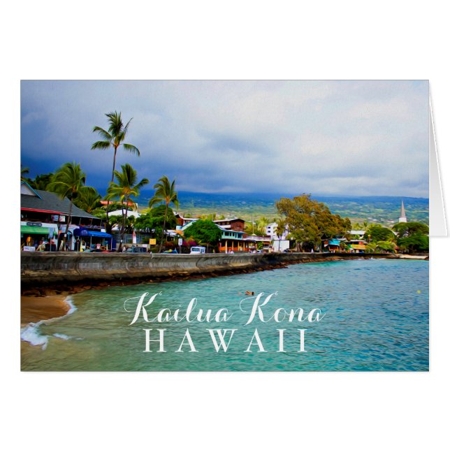 Kailua Kona Pier Hawaii Oil Paint Digital Art Card (Front Horizontal)