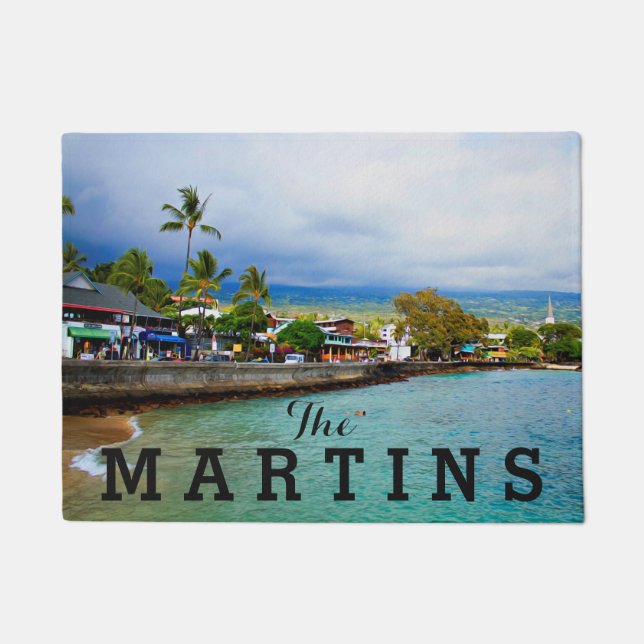 Kailua Kona Pier Hawaii Oil Paint Digital Art Doormat (Front)