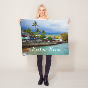 Kailua Kona Pier Hawaii Oil Paint Digital Art Fleece Blanket