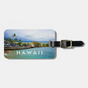 Kailua Kona Pier Hawaii Oil Paint Digital Art Luggage Tag