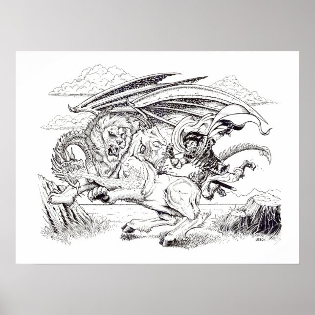 “Kaine and the Chimera” – Tracy Lesch illustration Poster (Front)