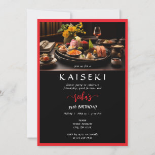 Kaiseki Japanese Private Chef Red Script Birthday Invitation