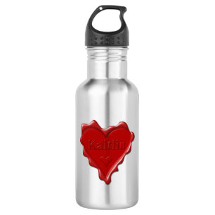 Kaitlin. Red heart wax seal with name Kaitlin 532 Ml Water Bottle