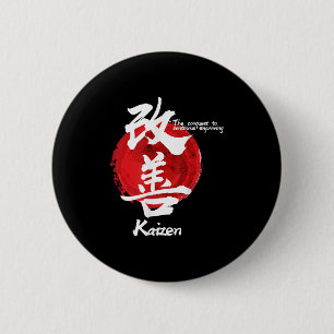 Kaizen Japanese Improving Concept Quote Calligraph 6 Cm Round Badge