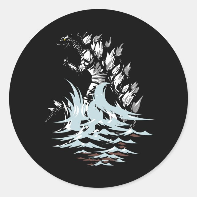 kajiu gojira king of the monsters japan classic round sticker (Front)