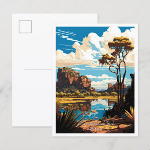 Kakadu Australia Art Vintage Travel Illustration Postcard