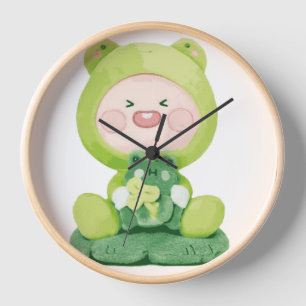 KaKao Friends - Green Vacation Frog Apeach Clock