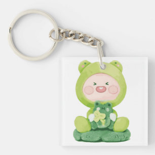 KaKao Friends - Green Vacation Frog Apeach Key Ring