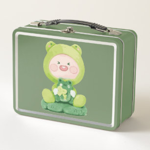 KaKao Friends - Green Vacation Frog Apeach Metal Lunch Box