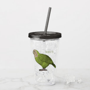 Kakapo bird cartoon illustration  acrylic tumbler
