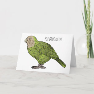Kakapo bird cartoon illustration card
