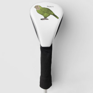 Kakapo bird cartoon illustration golf head cover