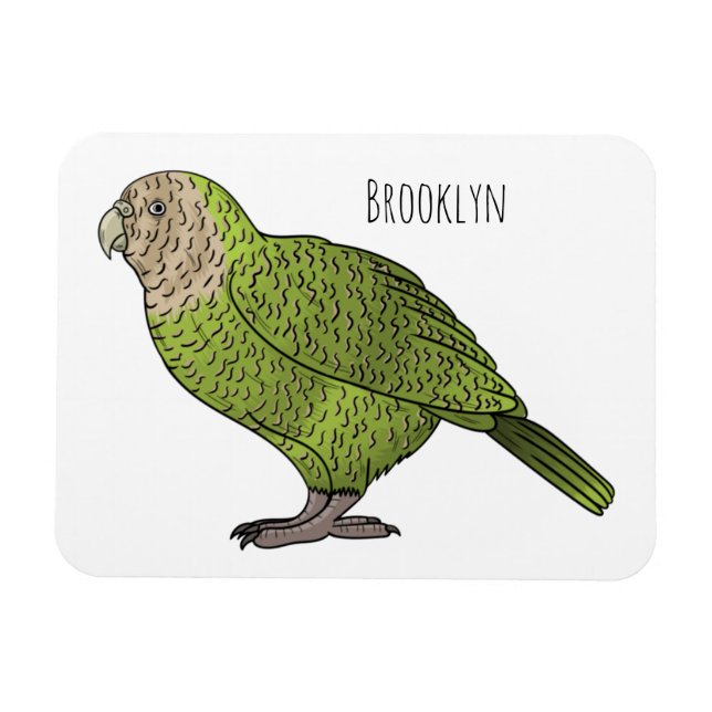 Kakapo bird cartoon illustration  magnet (Horizontal)
