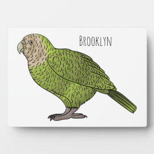 Kakapo bird cartoon illustration plaque