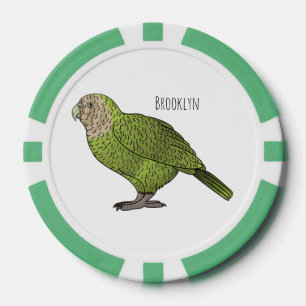 Kakapo bird cartoon illustration poker chips