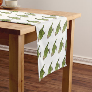 Kakapo bird cartoon illustration short table runner